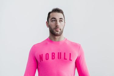 Nobull Men's Long Sleeves Pink | Australia (ZY1653)